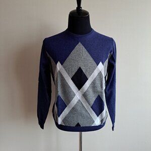 New Ferrante Men's Blue Argyle Blue Sweater Size 50 / M